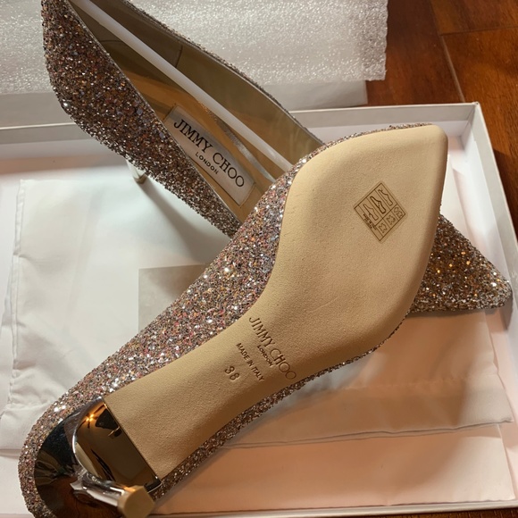 JIMMY CHOO  Violet Romy 100 Glitter Leather pumps - Picture 2 of 3